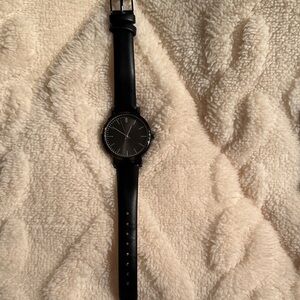 Black Leather Strap Watch